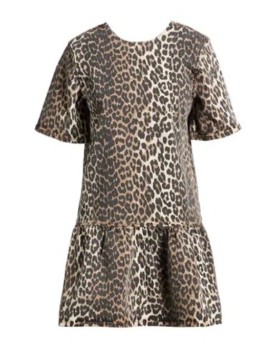 Ganni Woman Mini Dress Dark Brown Size 10/12 Organic Cotton, Elastane