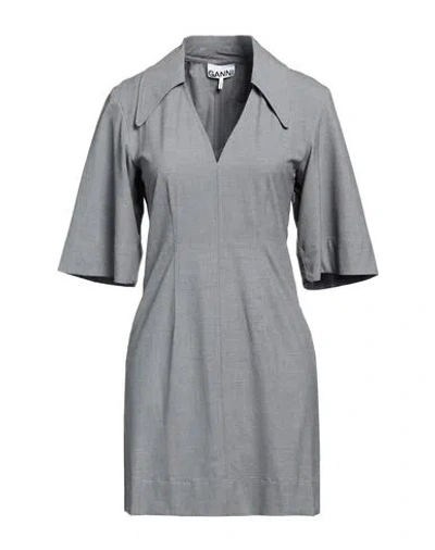 Ganni Woman Mini Dress Grey Size 6 Ecovero Viscose, Recycled Polyester, Elastane, Polyester