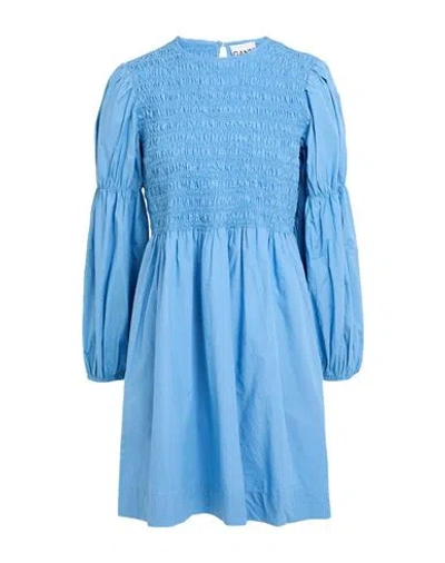 Ganni Woman Mini Dress Light Blue Size 6 Organic Cotton