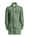 Ganni Woman Mini Dress Acid Green Size 6 Organic Cotton In Green
