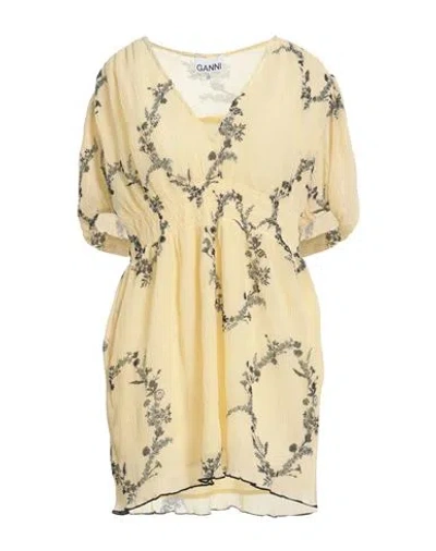 Ganni Woman Short Dress Light Yellow Size 0 Recycled Polyester