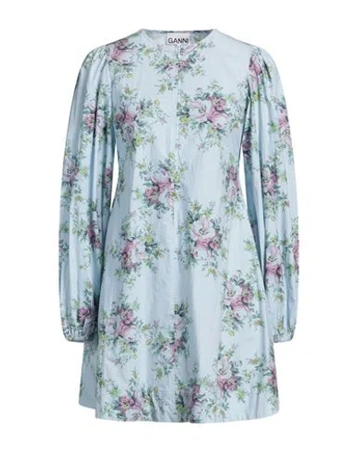 Ganni Woman Mini Dress Sky Blue Size 14 Organic Cotton