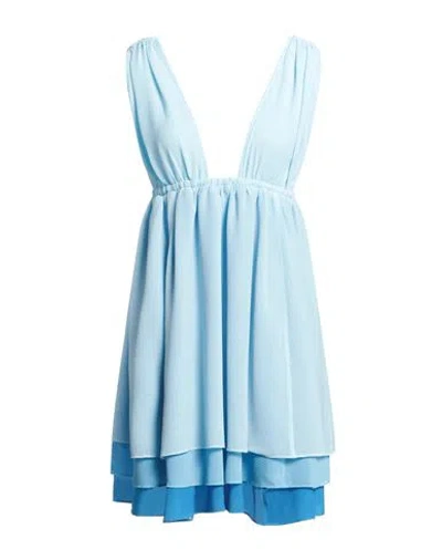 Ganni Woman Mini Dress Sky Blue Size 6 Recycled Polyester