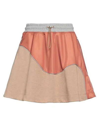 Ganni Woman Mini Skirt Camel Size 14 Cotton, Organic Cotton, Polyester, Recycled Polyester, Elastane In Beige