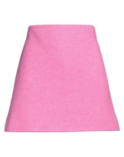 Ganni Woman Mini Skirt Fuchsia Size 8/10 Recycled Wool, Polyamide In Pink