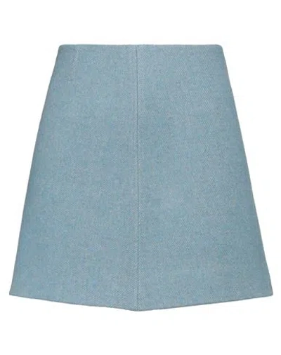 Ganni Woman Mini Skirt Slate Blue Size 8/10 Recycled Wool, Polyamide