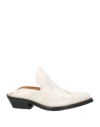 Ganni White Embroidered Western Mules In White