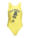 GANNI GANNI WOMAN ONE-PIECE SWIMSUIT YELLOW SIZE 6 RECYCLED POLYESTER, ELASTANE