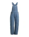 Ganni Light Stripe Denim Overalls In Blue