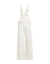 Ganni Contrast-stitching Denim Overalls In White