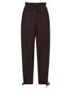 Ganni Pants In Black Viscose In Brown
