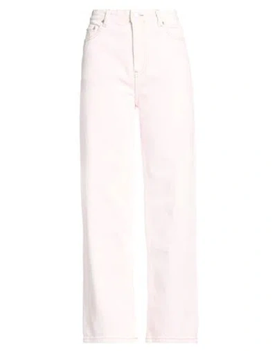 Ganni Woman Pants Light Pink Size 27 Organic Cotton In White