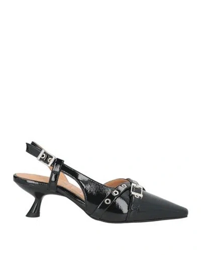 Ganni Woman Pumps Black Size 7 Textile Fibers
