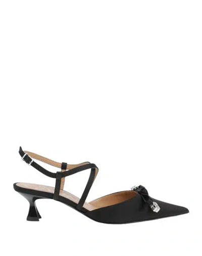 Ganni Woman Pumps Black Size 8 Textile Fibers