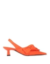 Ganni Women's Soft Bow Kitten-heel Slingback Pump In Orange