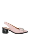 Ganni Slingback-pumps Aus Einer Ledermischung Mit Schnalle In Pink