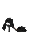 Ganni Bow-trimmed Lace-up Sandals In Black