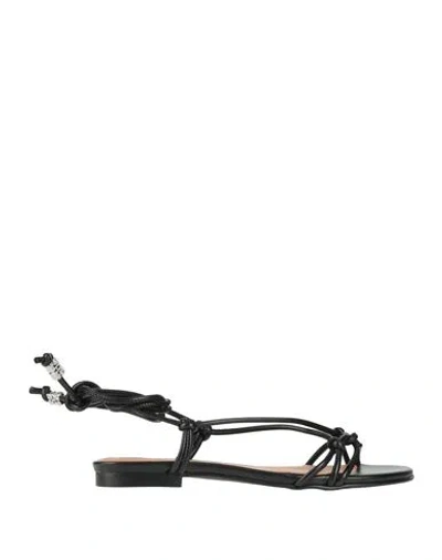 Ganni Woman Sandals Black Size 7 Textile Fibers