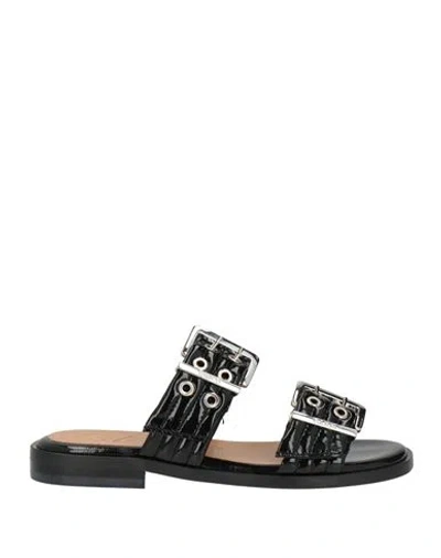 Ganni Woman Sandals Black Size 8 Synthetic Material