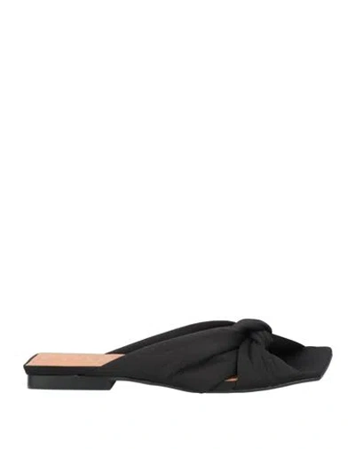 Ganni Woman Sandals Black Size 8 Textile Fibers
