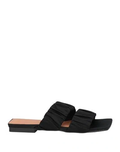 GANNI GANNI WOMAN SANDALS BLACK SIZE 7 TEXTILE FIBERS