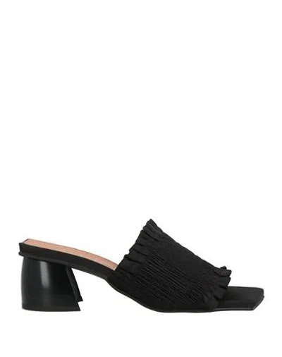 Ganni Woman Sandals Black Size 7 Textile Fibers