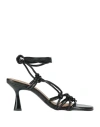Ganni Woman Sandals Black Size 8 Textile Fibers