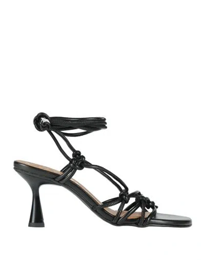 Ganni Woman Sandals Black Size 8 Textile Fibers