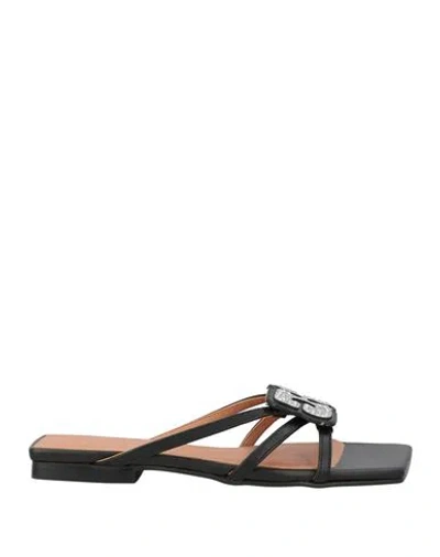 Ganni Woman Sandals Black Size 8 Textile Fibers