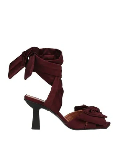 Ganni Woman Sandals Cocoa Size 12 Textile Fibers In Brown
