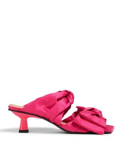 Ganni Woman Sandals Fuchsia Size 7 Textile Fibers In Pink