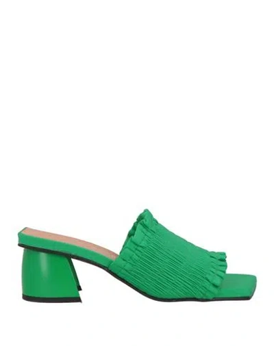 GANNI GANNI WOMAN SANDALS GREEN SIZE 8 TEXTILE FIBERS
