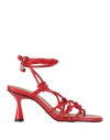 Ganni Woman Sandals Red Size 7 Textile Fibers In Red
