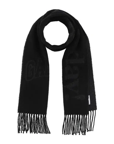 Ganni Woman Scarf Black Size - Recycled Wool In Blue