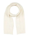 Ganni Woman Scarf Cream Size - Wool, Recycled Wool, Polyamide In White