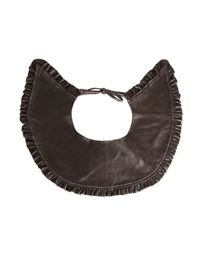 Ganni Woman Scarf Dark Brown Size - Lambskin