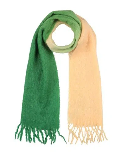 Ganni Woman Scarf Green Size - Mohair Wool, Polyamide