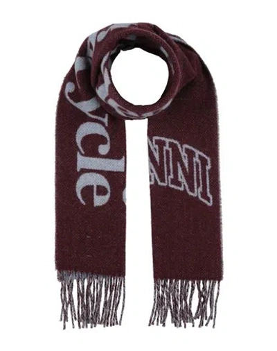 Ganni Woman Scarf Plum Size - Recycled Wool, Wool In Burgundy