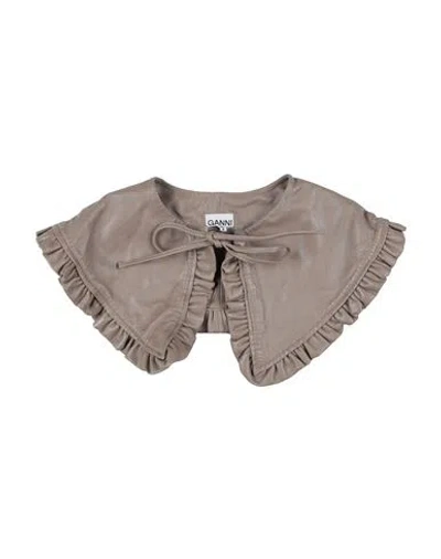 Ganni Woman Scarf Taupe Size - Lambskin In Grey