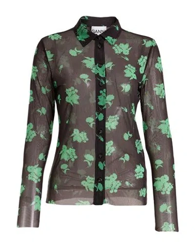 Ganni Woman Shirt Black Size 10/12 Polyamide, Elastane