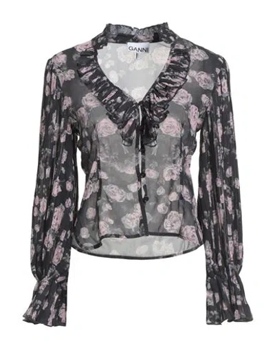 Ganni Woman Shirt Black Size 4 Polyester