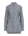 Ganni Stripe Cotton Shirt Black In Gray
