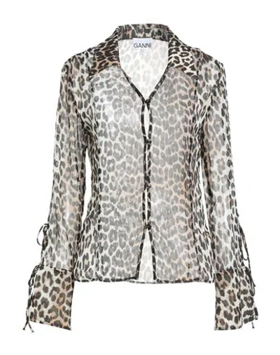 Ganni Woman Shirt Dark Brown Size 8/10 Recycled Polyester