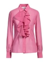 Ganni Woman Shirt Fuchsia Size 6 Recycled Polyester In Pink
