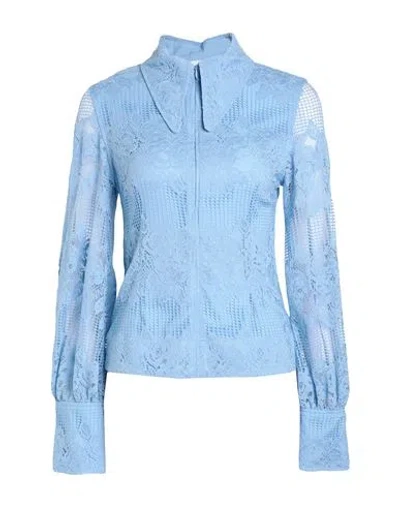 Ganni Solidcolor Lace Longsleeve Blouse In Multi
