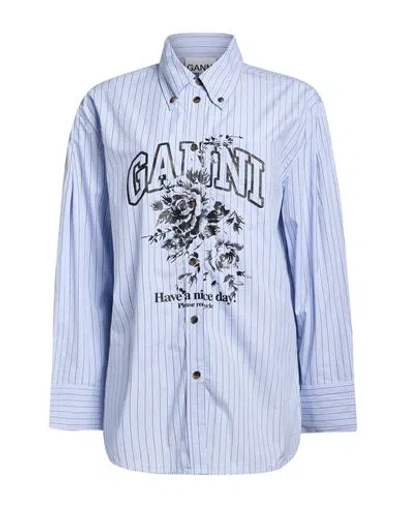 Ganni Woman Shirt Light Blue Size 2 Cotton