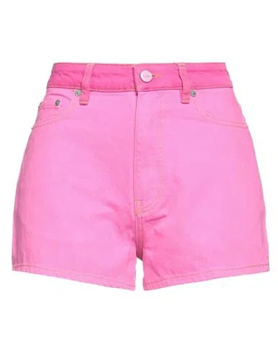 Ganni Woman Shorts & Bermuda Shorts Fuchsia Size 29 Organic Cotton In Pink
