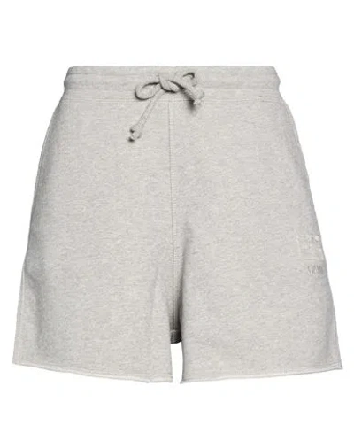 Ganni Appliquéd French Cotton-terry Shorts In Light Gray