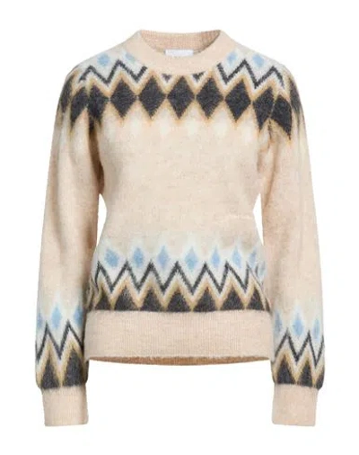Ganni Woman Sweater Beige Size L Polyamide, Alpaca Wool, Wool In Multi