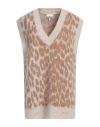 Ganni Leopard Jacquard Oversized Vest In Beige